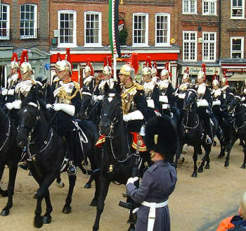 The Household Cavalry lead the procession 