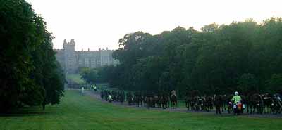The Kings Troop approach the castle at dawn