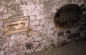 Flood Markers -
                      1894, 1947. Goswell Arch