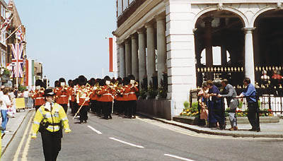 The Guildhall as the band marches past