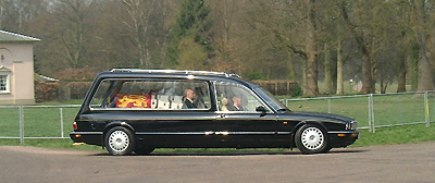 The hearse leaves Royal Lodge