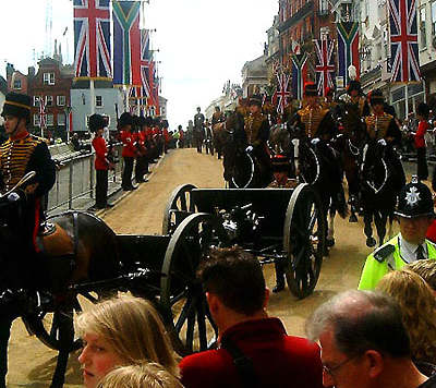 The Kings Troop on their way to the Home Park